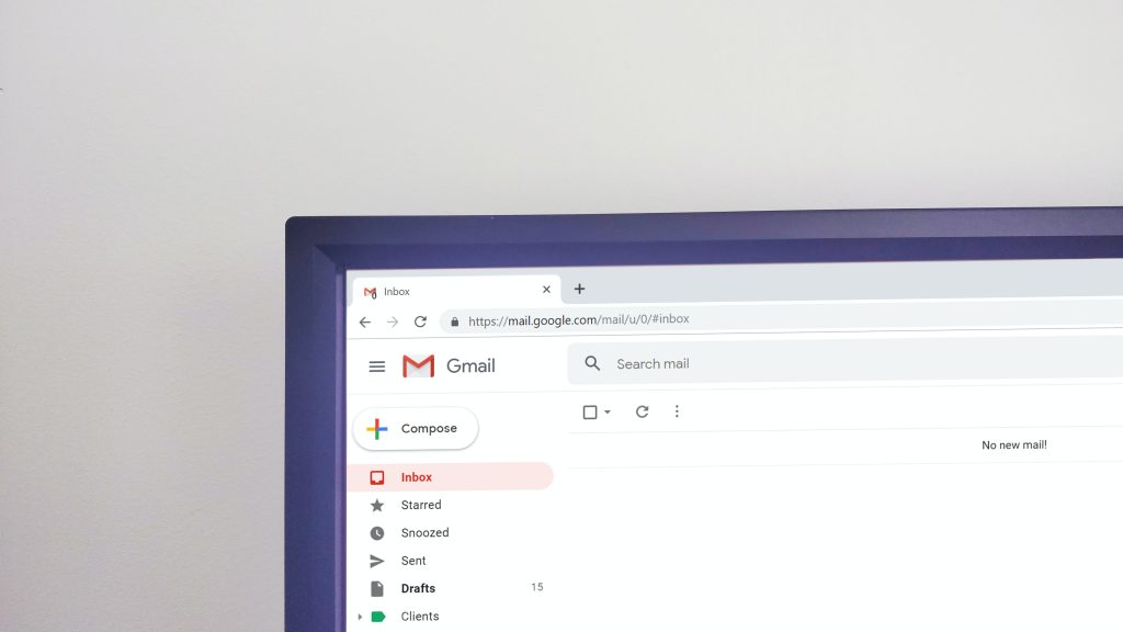 screen showing email app